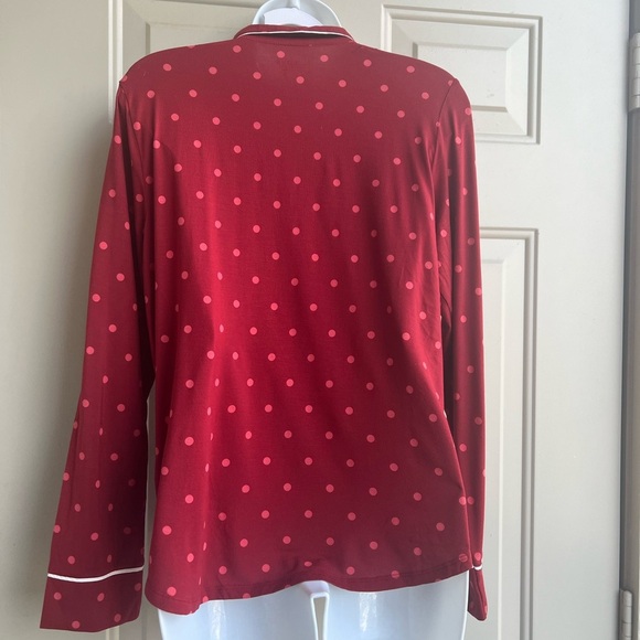 NWT Gap Luxe Soft Pajama Top Size S Red Polka Dot Luxe Sleep shirt Cozy & Chic - Picture 2 of 8